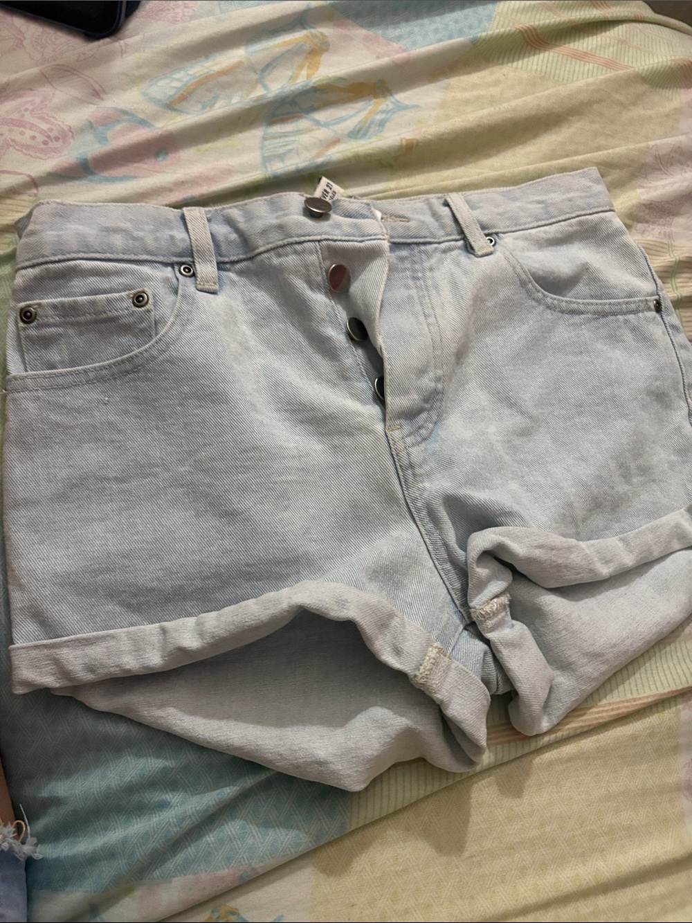 Forever 21 Light Wash High-Rise Denim Shorts